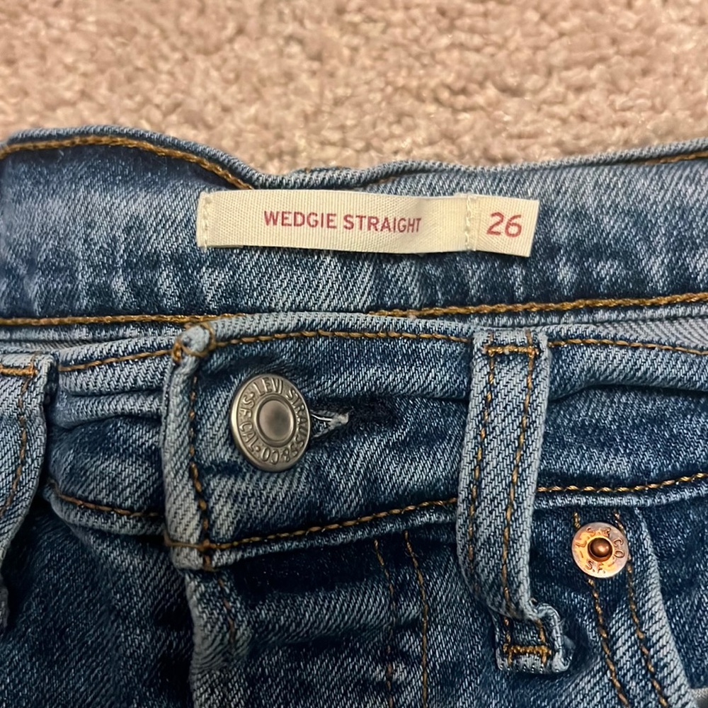 Levi’s “Wedgie” Straight Leg 26x28 High Waist Denim Cropped Ankle Stretch Jeans